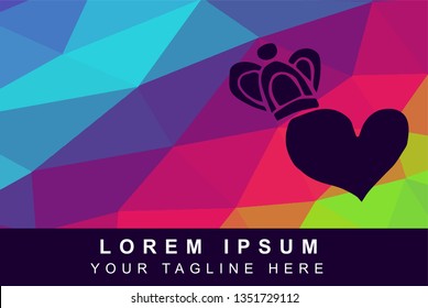 Vector Illustration Rainbow Geometric Polygon of Love or Heart Icon. Background Template or Layout for Graphic Design.