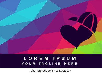 Vector Illustration Rainbow Geometric Polygon of Love or Heart Icon. Background Template or Layout for Graphic Design.