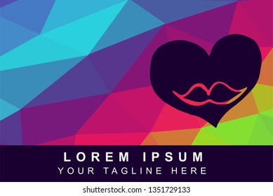 Vector Illustration Rainbow Geometric Polygon of Love or Heart Icon. Background Template or Layout for Graphic Design.