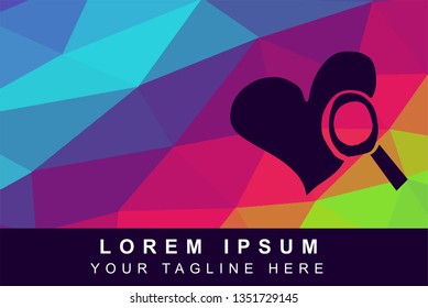 Vector Illustration Rainbow Geometric Polygon of Love or Heart Icon. Background Template or Layout for Graphic Design.