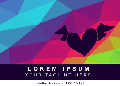 Vector Illustration Rainbow Geometric Polygon of Love or Heart Icon. Background Template or Layout for Graphic Design.