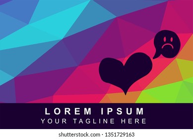 Vector Illustration Rainbow Geometric Polygon of Love or Heart Icon. Background Template or Layout for Graphic Design.
