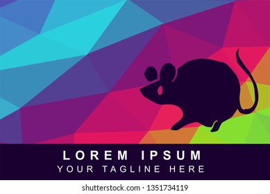 Vector Illustration Rainbow Geometric Polygon of Rat Animal Icon. Background Template or Layout for Graphic Design.