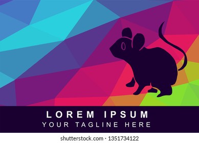 Vector Illustration Rainbow Geometric Polygon of Rat Animal Icon. Background Template or Layout for Graphic Design.