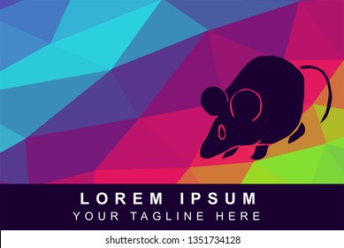 Vector Illustration Rainbow Geometric Polygon of Rat Animal Icon. Background Template or Layout for Graphic Design.