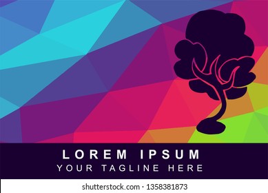 Vector Illustration Rainbow Geometric Polygon of Trees Nature. Background Template or Layout for Graphic Design.