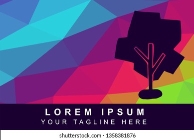 Vector Illustration Rainbow Geometric Polygon of Trees Nature. Background Template or Layout for Graphic Design.