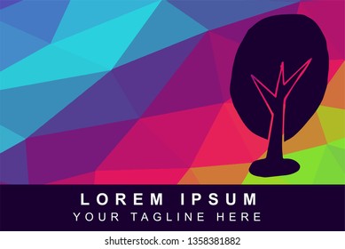 Vector Illustration Rainbow Geometric Polygon of Trees Nature. Background Template or Layout for Graphic Design.