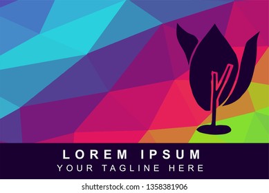 Vector Illustration Rainbow Geometric Polygon of Trees Nature. Background Template or Layout for Graphic Design.
