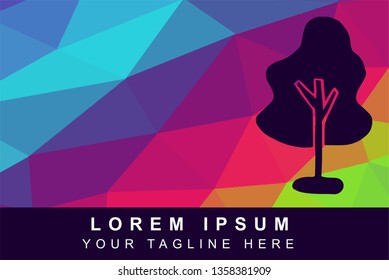 Vector Illustration Rainbow Geometric Polygon of Trees Nature. Background Template or Layout for Graphic Design.