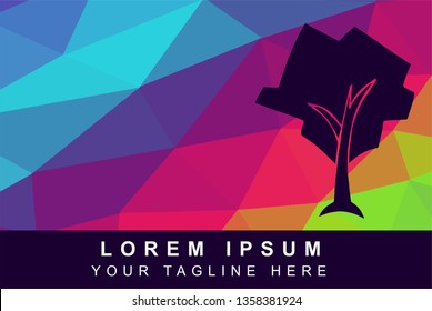 Vector Illustration Rainbow Geometric Polygon of Trees Nature. Background Template or Layout for Graphic Design.