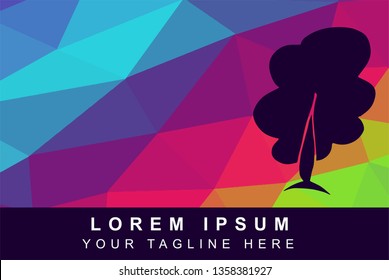 Vector Illustration Rainbow Geometric Polygon of Trees Nature. Background Template or Layout for Graphic Design.