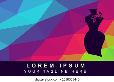 Vector Illustration Rainbow Geometric Polygon of Fashion Dress. Background Template or Layout for Graphic Design.