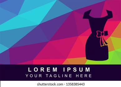 Vector Illustration Rainbow Geometric Polygon of Fashion Dress. Background Template or Layout for Graphic Design.