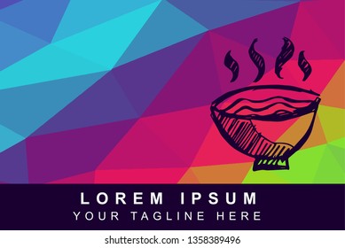 Vector Illustration Rainbow Geometric Polygon of Ramen Food. Background Template or Layout for Graphic Design.