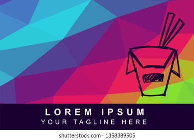 Vector Illustration Rainbow Geometric Polygon of Ramen Food. Background Template or Layout for Graphic Design.