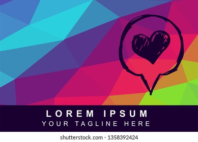 Vector Illustration Rainbow Geometric Polygon of Heart. Background Template or Layout for Graphic Design.