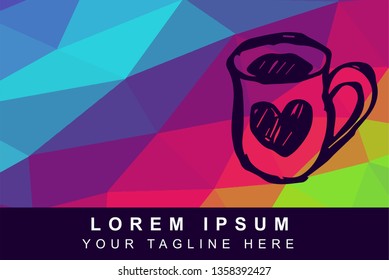 Vector Illustration Rainbow Geometric Polygon of Heart. Background Template or Layout for Graphic Design.