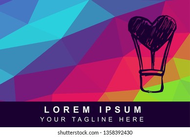 Vector Illustration Rainbow Geometric Polygon of Heart. Background Template or Layout for Graphic Design.