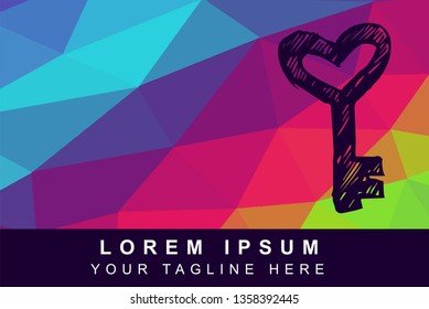 Vector Illustration Rainbow Geometric Polygon of Heart. Background Template or Layout for Graphic Design.