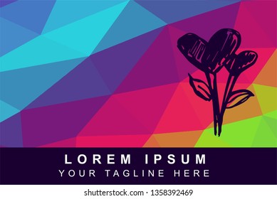 Vector Illustration Rainbow Geometric Polygon of Heart. Background Template or Layout for Graphic Design.