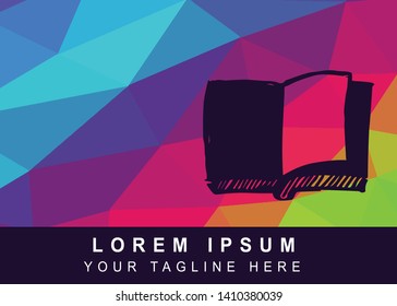 Vector Illustration Rainbow Geometric Polygon of Books Icon. Background Template or Layout for Graphic Design.