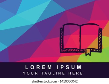 Vector Illustration Rainbow Geometric Polygon of Books Icon. Background Template or Layout for Graphic Design.