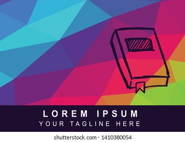 Vector Illustration Rainbow Geometric Polygon of Books Icon. Background Template or Layout for Graphic Design.
