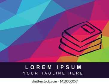 Vector Illustration Rainbow Geometric Polygon of Books Icon. Background Template or Layout for Graphic Design.