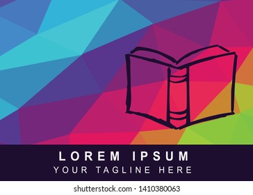 Vector Illustration Rainbow Geometric Polygon of Books Icon. Background Template or Layout for Graphic Design.