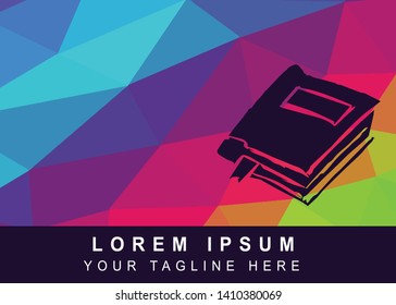 Vector Illustration Rainbow Geometric Polygon of Books Icon. Background Template or Layout for Graphic Design.
