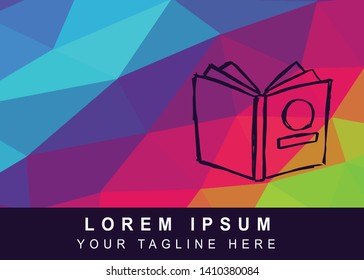 Vector Illustration Rainbow Geometric Polygon of Books Icon. Background Template or Layout for Graphic Design.