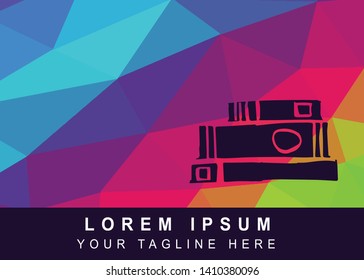 Vector Illustration Rainbow Geometric Polygon of Books Icon. Background Template or Layout for Graphic Design.