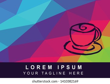 Vector Illustration Rainbow Geometric Polygon of Coffee Drinks Icon. Background Template or Layout for Graphic Design.