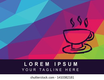 Vector Illustration Rainbow Geometric Polygon of Coffee Drinks Icon. Background Template or Layout for Graphic Design.