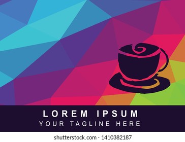 Vector Illustration Rainbow Geometric Polygon of Coffee Drinks Icon. Background Template or Layout for Graphic Design.