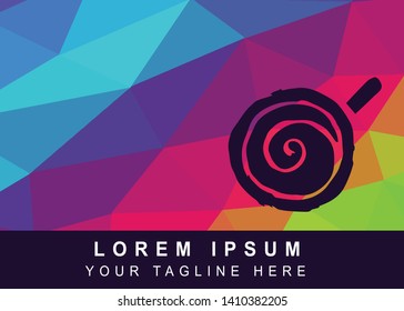 Vector Illustration Rainbow Geometric Polygon of Coffee Drinks Icon. Background Template or Layout for Graphic Design.