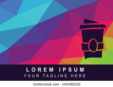Vector Illustration Rainbow Geometric Polygon of Coffee Drinks Icon. Background Template or Layout for Graphic Design.