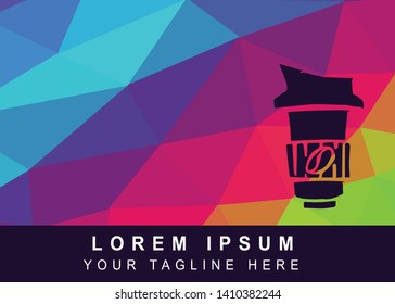 Vector Illustration Rainbow Geometric Polygon of Coffee Drinks Icon. Background Template or Layout for Graphic Design.