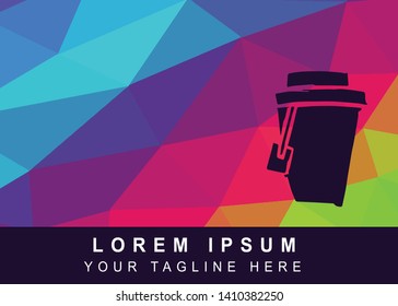 Vector Illustration Rainbow Geometric Polygon of Coffee Drinks Icon. Background Template or Layout for Graphic Design.