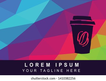 Vector Illustration Rainbow Geometric Polygon of Coffee Drinks Icon. Background Template or Layout for Graphic Design.