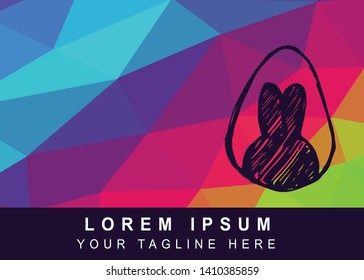 Vector Illustration Rainbow Geometric Polygon of Easter Egg Icon. Background Template or Layout for Graphic Design.