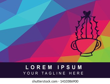 Vector Illustration Rainbow Geometric Polygon of Cactus Plant Icon. Background Template or Layout for Graphic Design.
