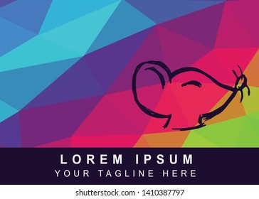 Vector Illustration Rainbow Geometric Polygon of Rat Animal Icon. Background Template or Layout for Graphic Design.