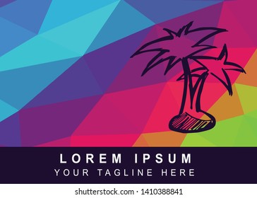 Vector Illustration Rainbow Geometric Polygon of Palm Tree Icon. Background Template or Layout for Graphic Design.