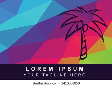 Vector Illustration Rainbow Geometric Polygon of Palm Tree Icon. Background Template or Layout for Graphic Design.
