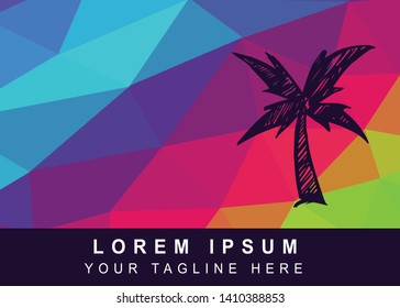 Vector Illustration Rainbow Geometric Polygon of Palm Tree Icon. Background Template or Layout for Graphic Design.