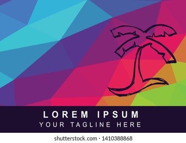 Vector Illustration Rainbow Geometric Polygon of Palm Tree Icon. Background Template or Layout for Graphic Design.
