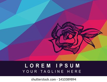 Vector Illustration Rainbow Geometric Polygon of Rose Flower Icon. Background Template or Layout for Graphic Design.