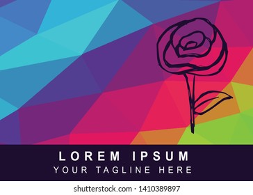 Vector Illustration Rainbow Geometric Polygon of Rose Flower Icon. Background Template or Layout for Graphic Design.